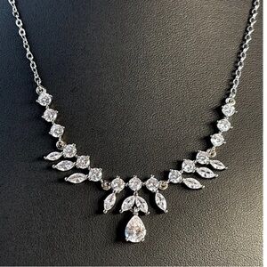 Charming Charlie Silver Necklace with Crystal Accents